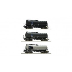 ROCO H0 Coffret de trois wagons citernes coudés "KVG" de la DB AG