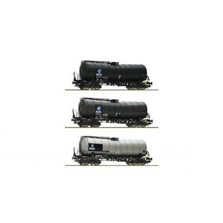 ROCO H0 Coffret de trois wagons citernes coudés "KVG" de la DB AG
