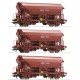 ROCO H0 Coffret de trois wagons à toit pivotant de la DB AG