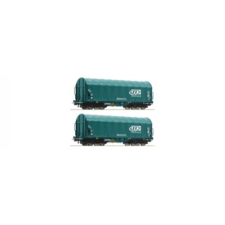 ROCO H0 Coffret de 2 pièces: Wagons à bâche coulissante SNCB court