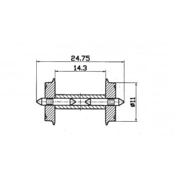 ROCO Essieu 11mm get. Achse 1 Pa