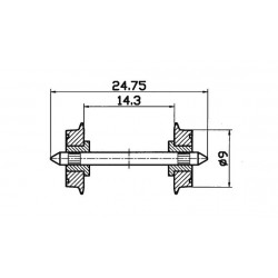 ROCO Radsatz 2fach isoliert 9mm 1 P